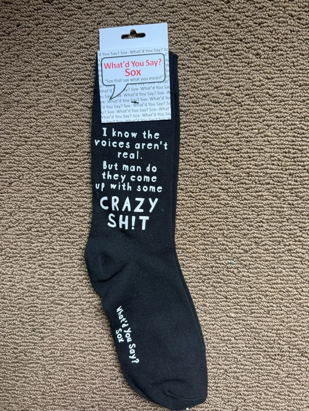 NWT! Hot Sox Black Novelty Crew Socks - Crazy Sh!t